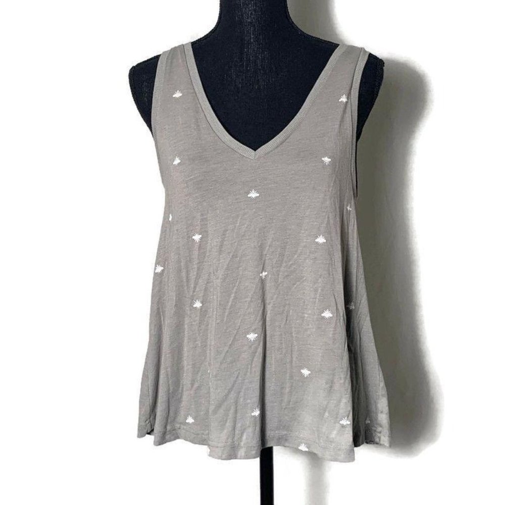 Xhilaration V-Neck Tank Top Bee Gray Loose White M